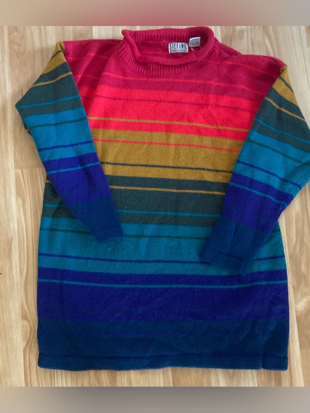 Vintage Stefano striped multicolor crewneck sweater women's Sz M